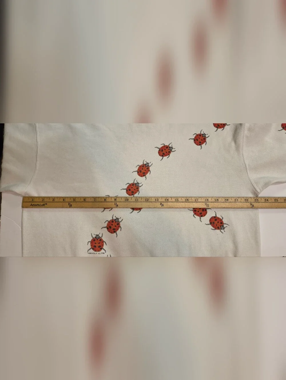 Vintage Hanes White Crewneck Sweatshirt with Red Ladybug Print 80's